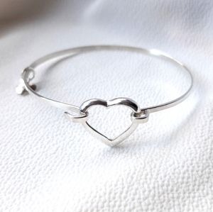 Sterling Silver Heart Bangle Bracelet